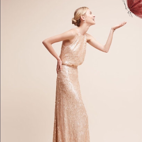 Anthropologie / BHLDN / Donna Morgan Dresses & Skirts - BHLDN Donna Morgan Sequins Rose Gold Bisque ALANA